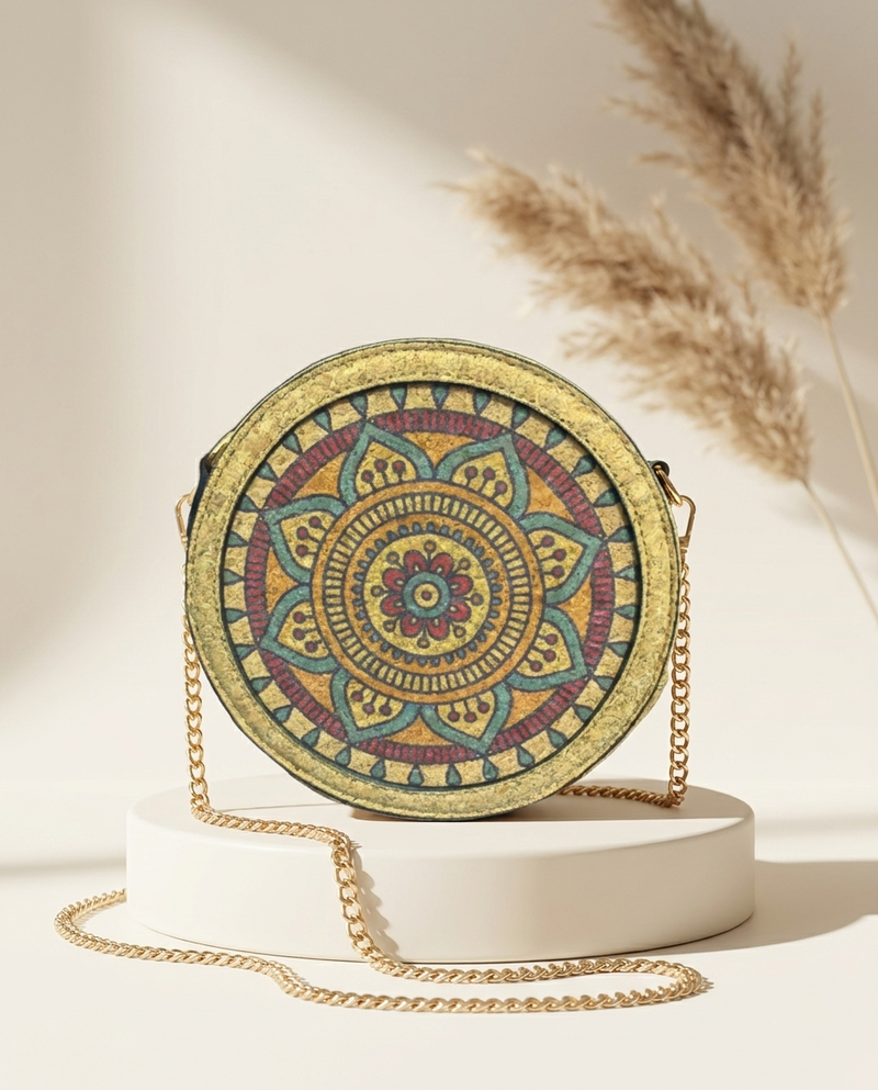 Okragla Torebka Korkowa Mandala - studio