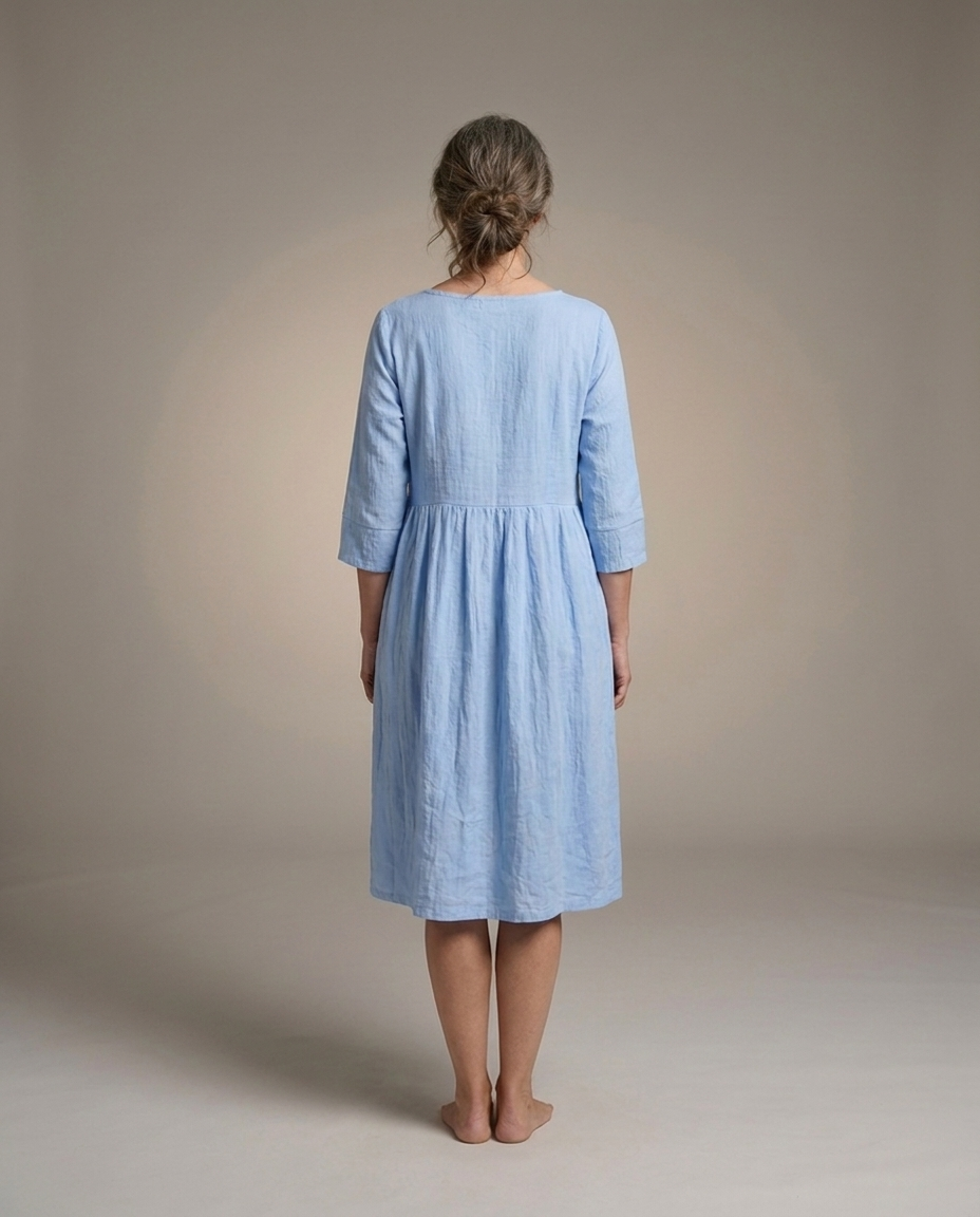 Lniana Sukienka Plisowana - tyl (grey)
