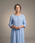 Lniana Sukienka Plisowana - detal (grey)