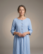 Lniana Sukienka Plisowana - detal (grey)