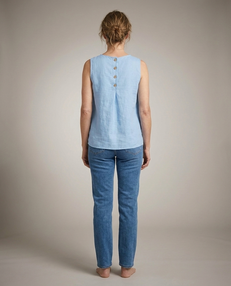 Lniany Top Dekolt V - tyl (grey)