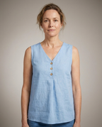 Lniany Top Dekolt V - detal (grey)