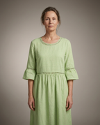 Lniana Sukienka Wyszczuplajaca - detal (grey)